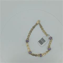 Amethyst Gold-Stone Bracelet 14K Yellow Gold 5.05g